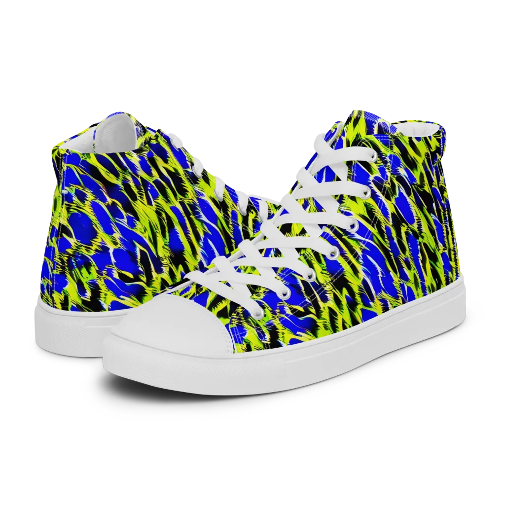 Lime Static on Women's High Top Canvas Shoes — Left