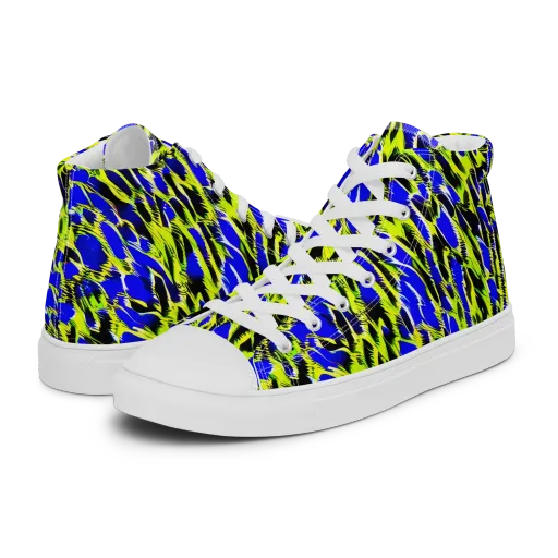 Lime Static on a Women's High Top Canvas Shoes