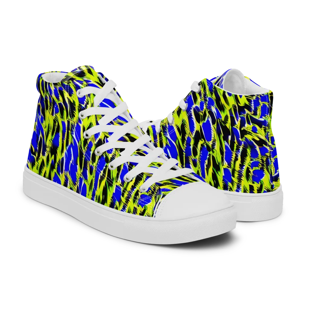 Lime Static on Women's High Top Canvas Shoes — Right