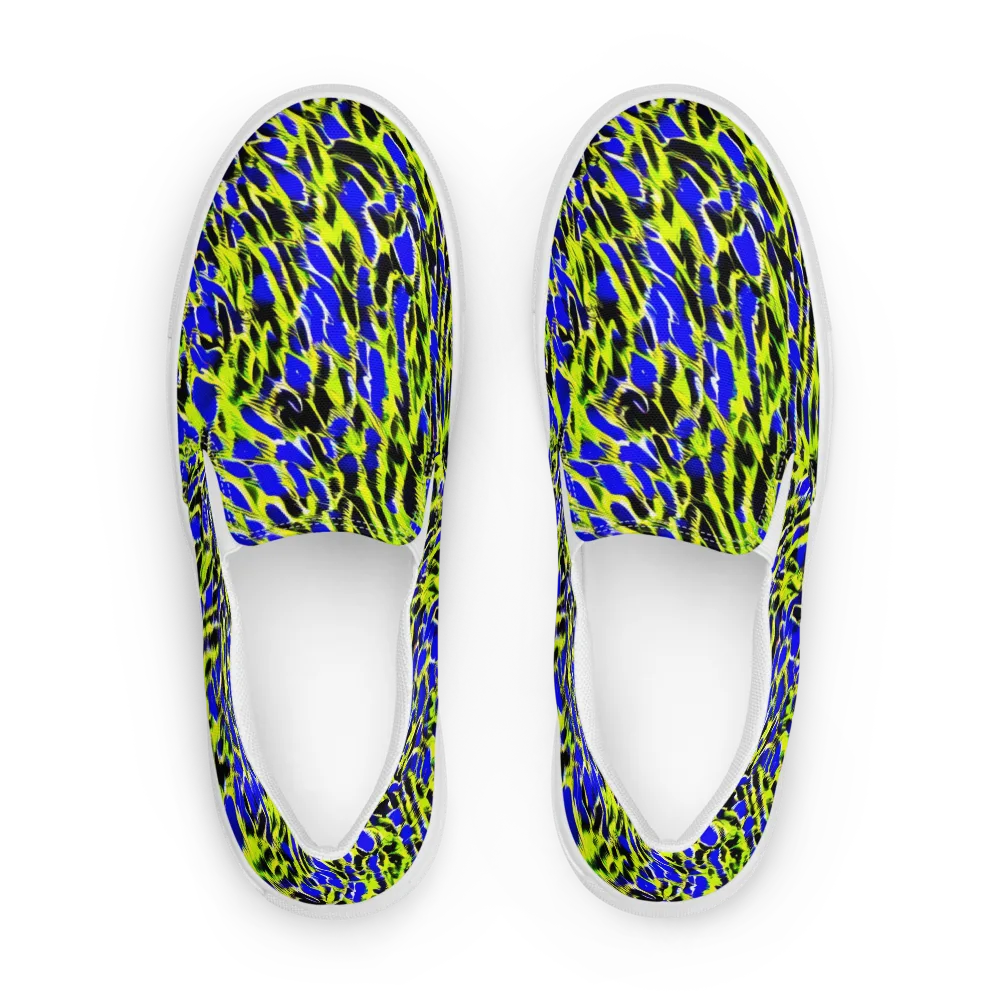 Lime Static on Men's Slip-On Canvas Shoes — Front