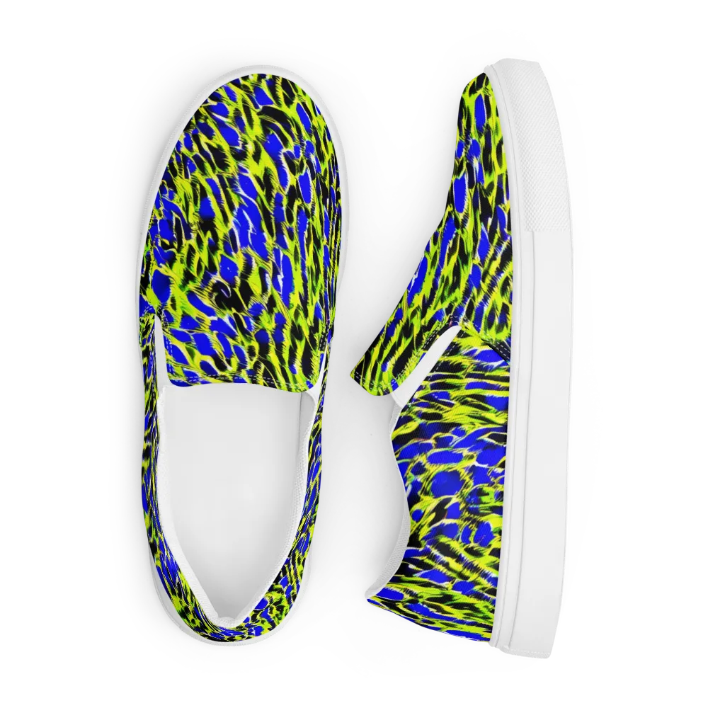 Lime Static on Men's Slip-On Canvas Shoes — Front