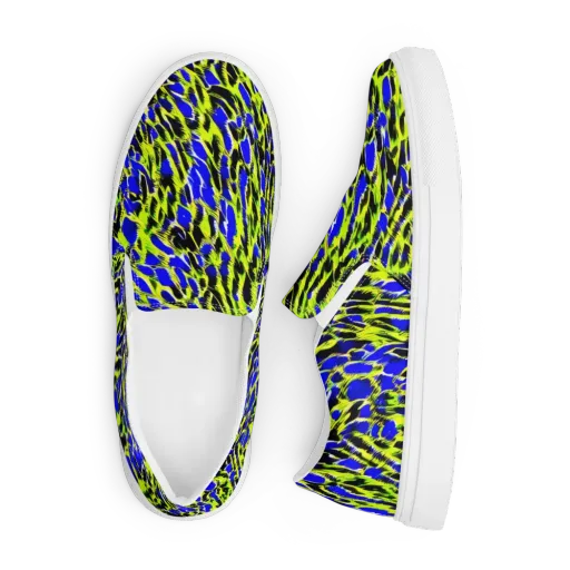 Lime Static on a Men's Slip-On Canvas Shoes