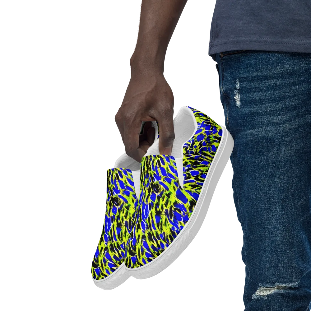 Lime Static on Men's Slip-On Canvas Shoes — Left Front