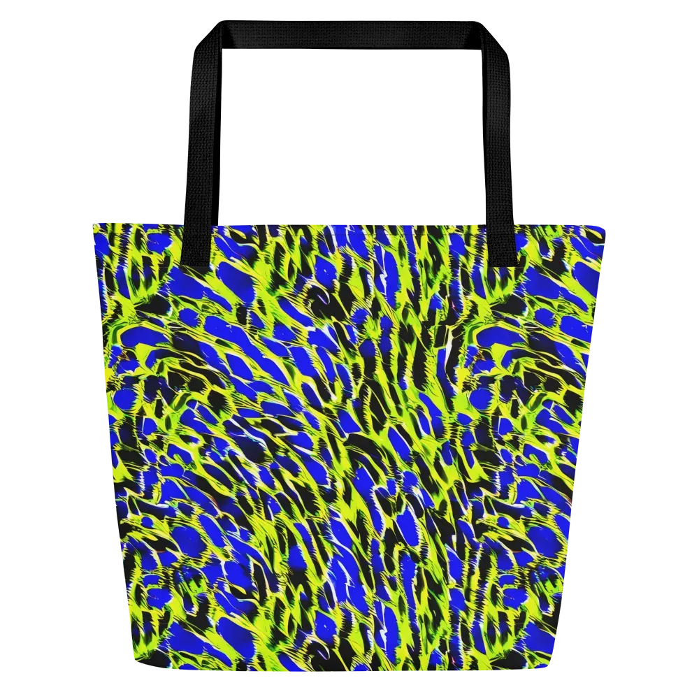 Lime Static on Large Tote Bag W/ Pocket — Front