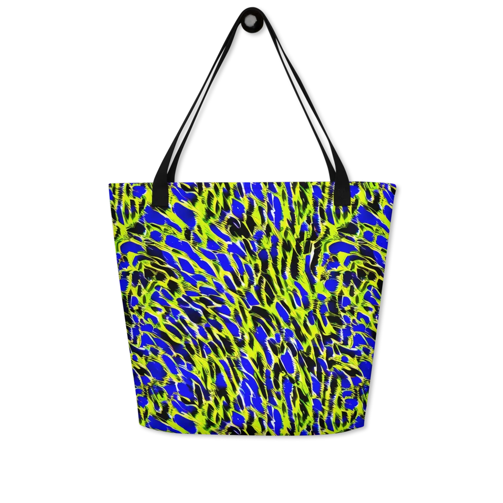 Lime Static on Large Tote Bag W/ Pocket — Front