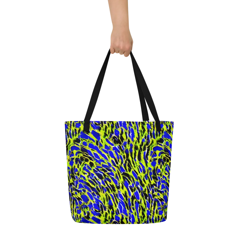 Lime Static on Large Tote Bag W/ Pocket — Front