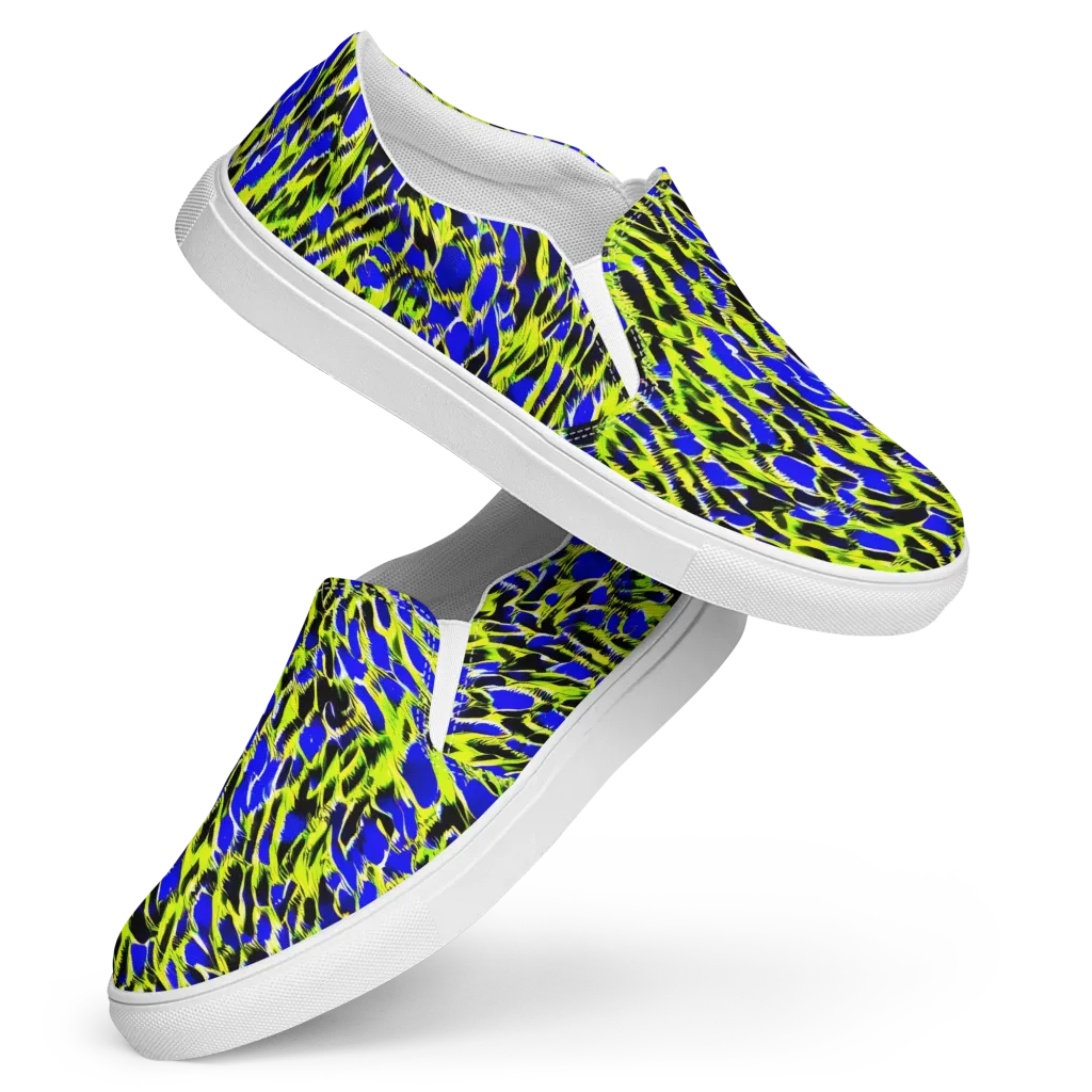 Lime Static on Women's Slip-On Canvas Shoes — Front