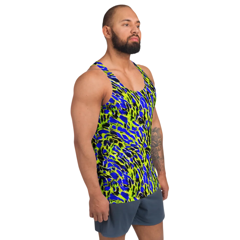 Lime Static on Men's Tank Top — Right Front