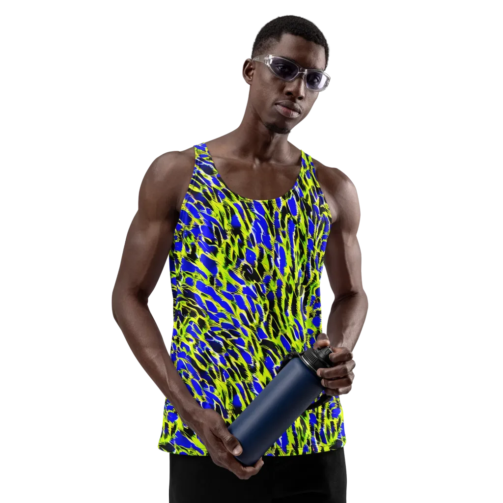 Lime Static on Men's Tank Top — Front