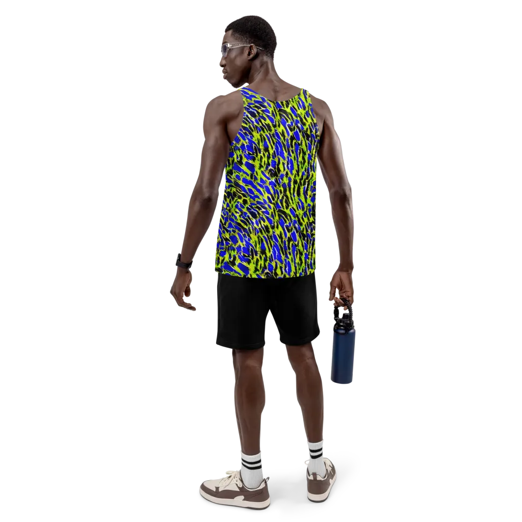 Lime Static on Men's Tank Top — Back