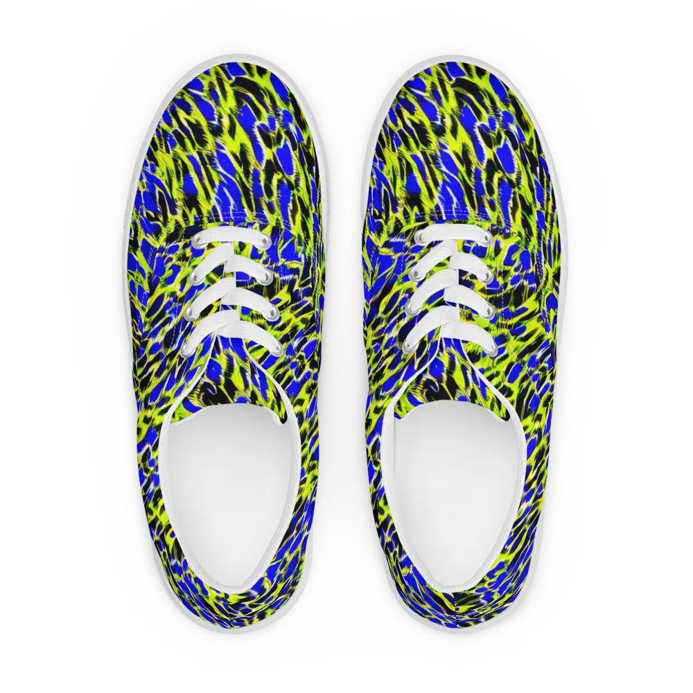 Lime Static on Men's Lace-Up Canvas Shoes — Front