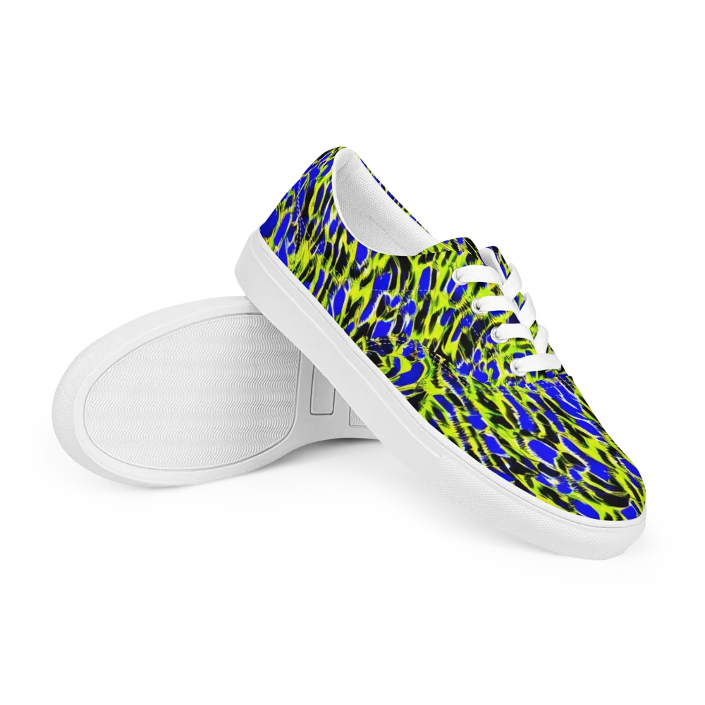 Lime Static on Men's Lace-Up Canvas Shoes — Right Front