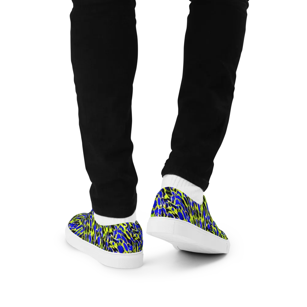 Lime Static on Men's Lace-Up Canvas Shoes — Back