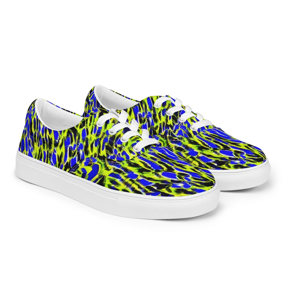 Lime Static on Men's Lace-Up Canvas Shoes — Right Front