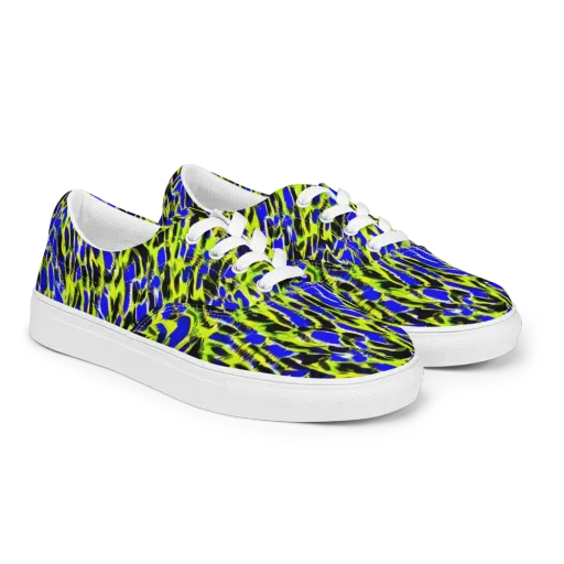 Lime Static on a Men's Lace-Up Canvas Shoes