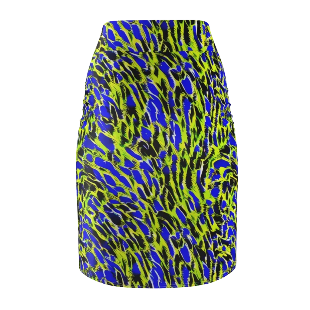 Lime Static on Pencil Skirt — Back