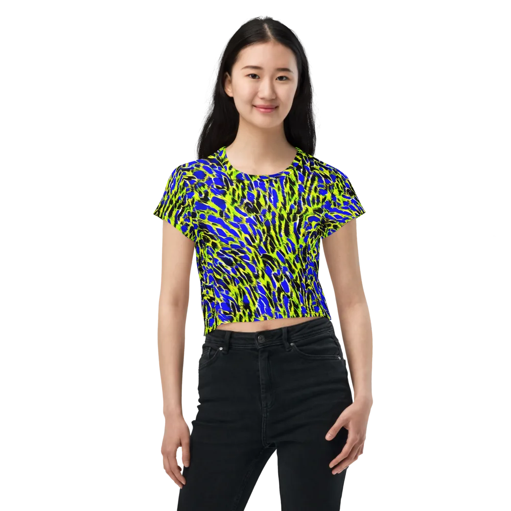 Lime Static on Crop Tee — Front