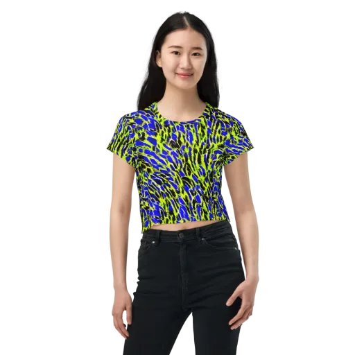 Lime Static on a Crop Tee