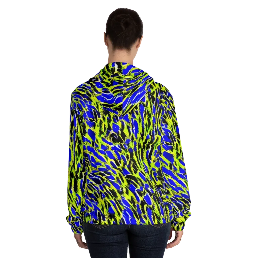 Lime Static on Women's Full-Zip Hoodie — Back On Person