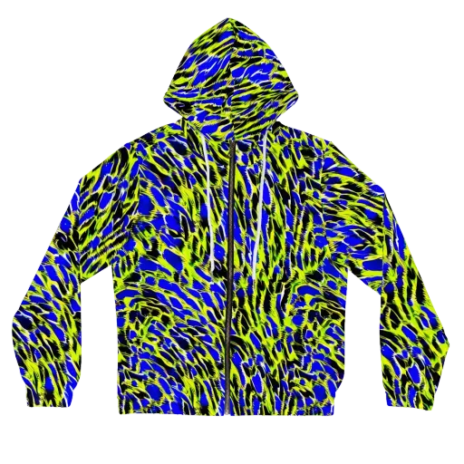Lime Static on a Women's Full-Zip Hoodie