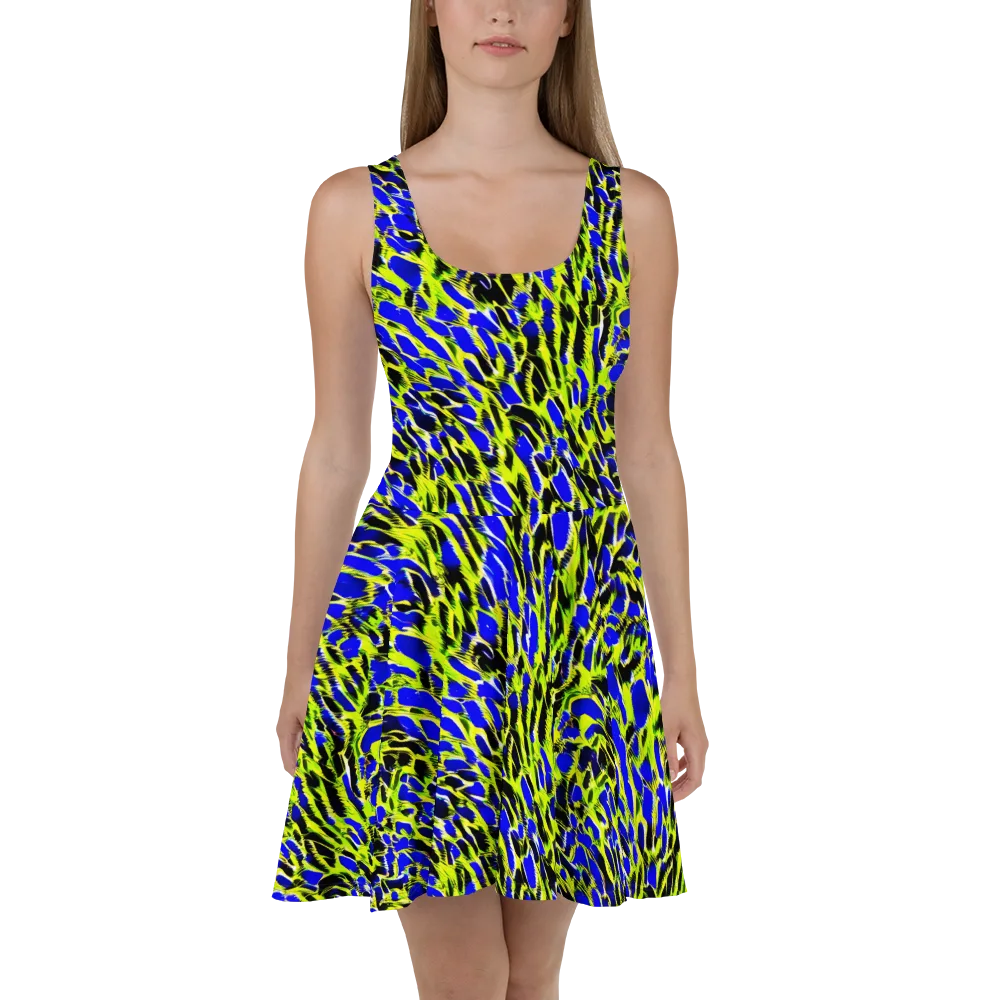 Lime Static on Skater Dress — Front