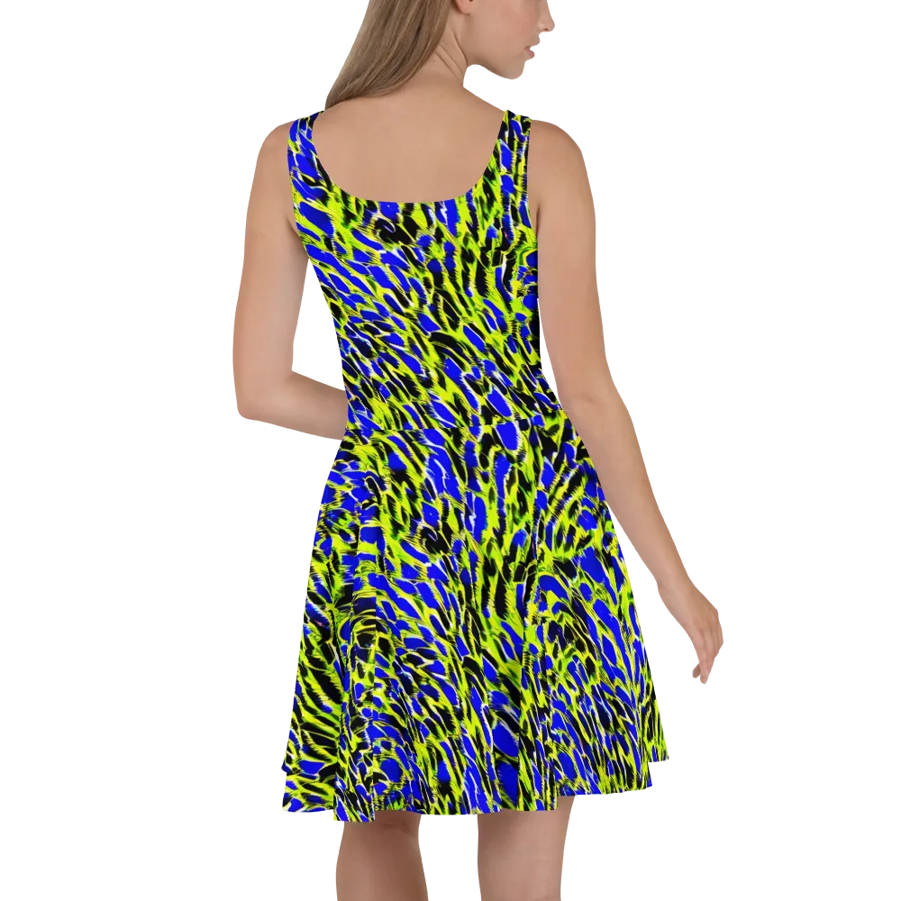 Lime Static on Skater Dress — Back