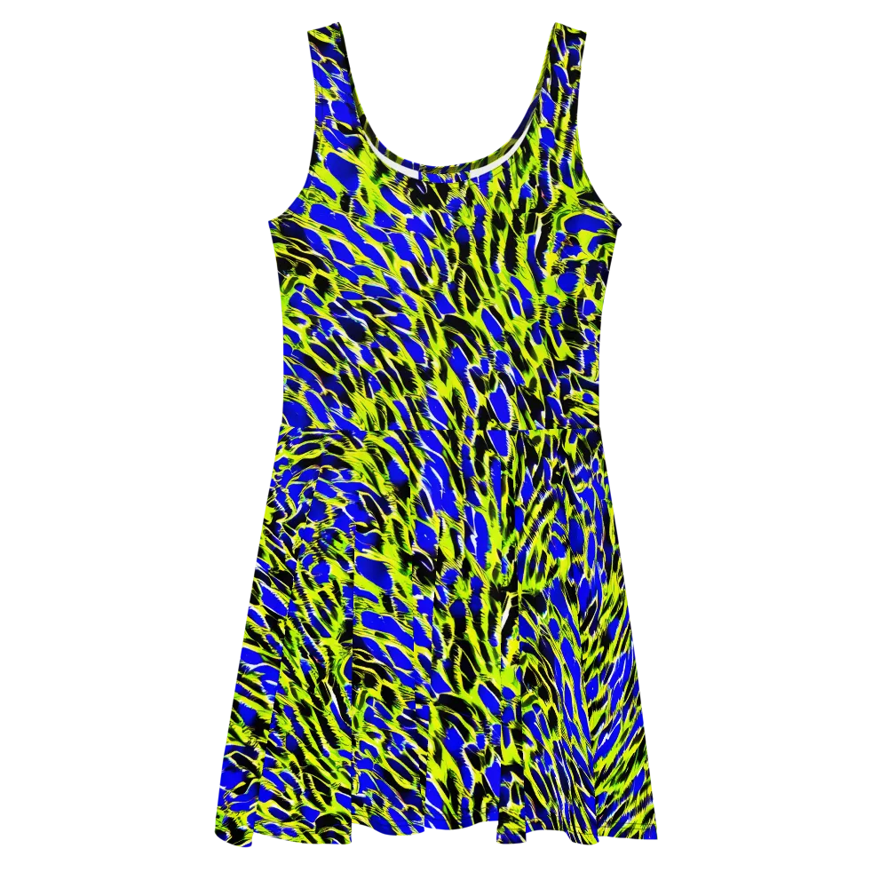 Lime Static on Skater Dress — Front