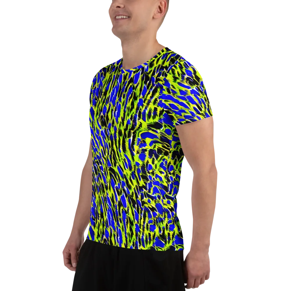 Lime Static on Men's Athletic T-Shirt — Left