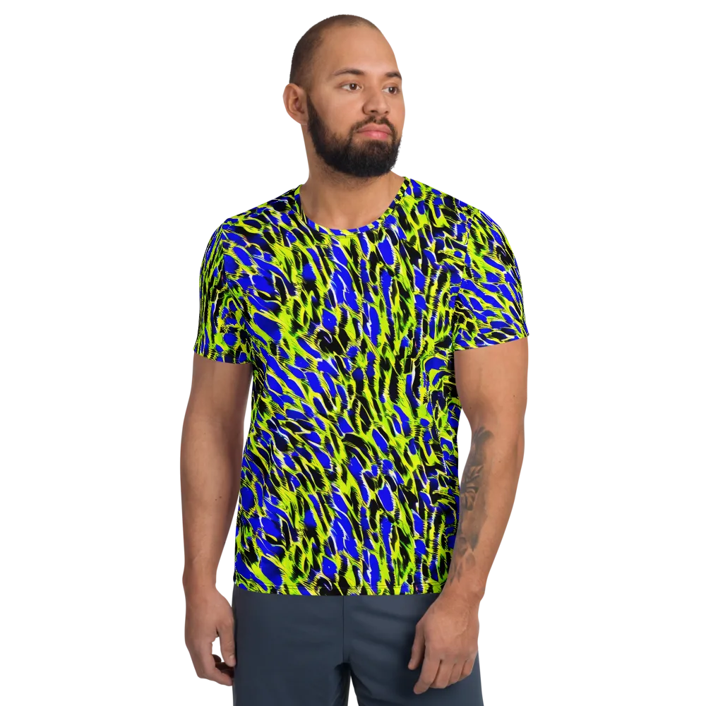 Lime Static on Men's Athletic T-Shirt — Front
