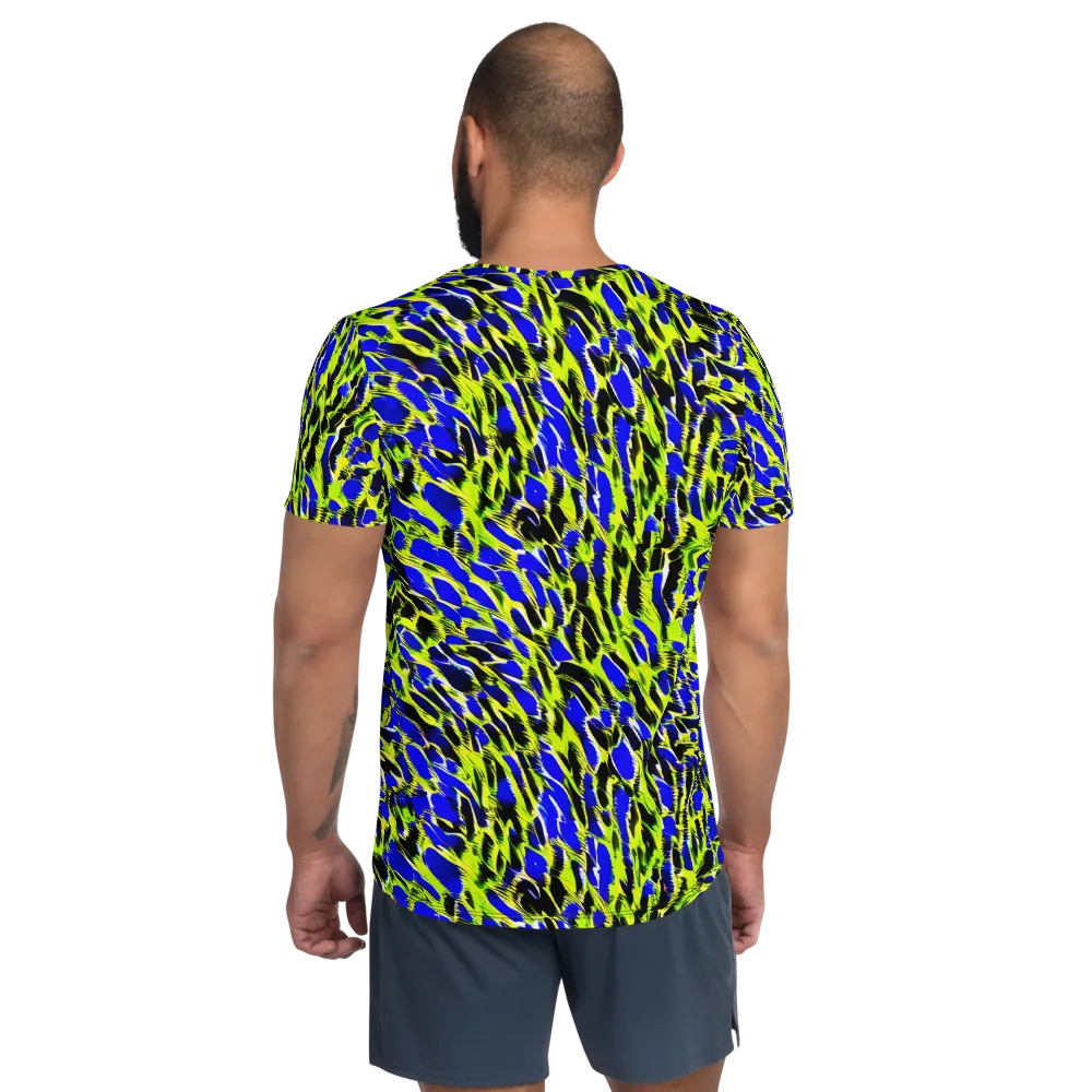 Lime Static on Men's Athletic T-Shirt — Back