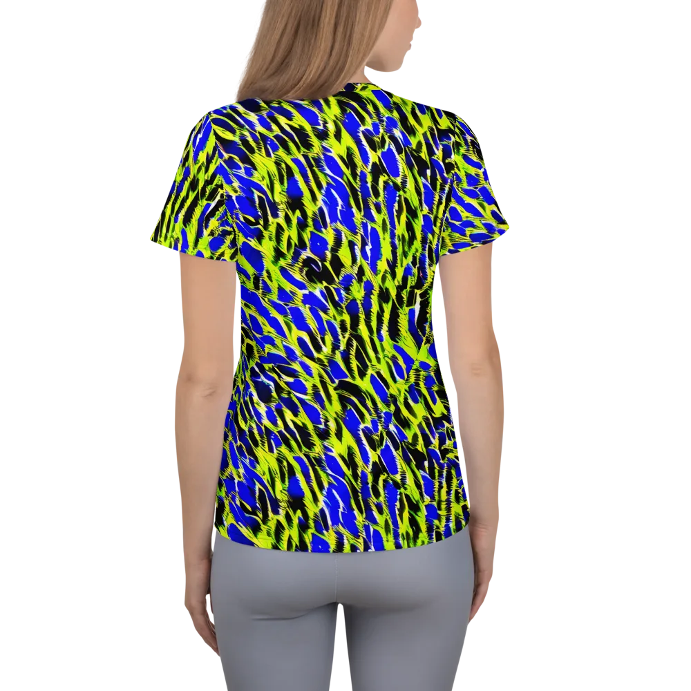 Lime Static on Women's Athletic T-Shirt — Back