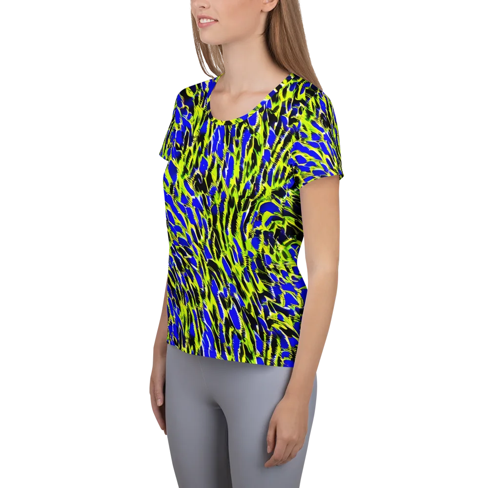 Lime Static on Women's Athletic T-Shirt — Left