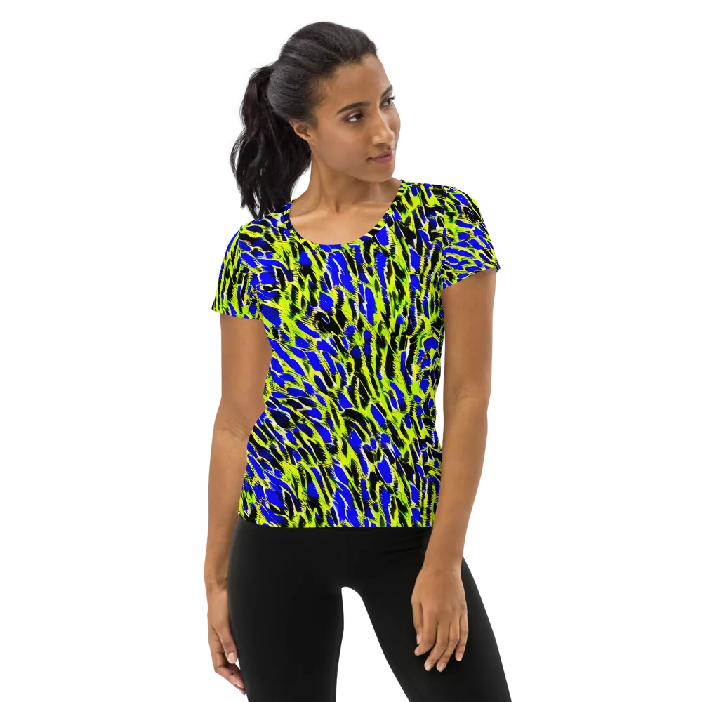 Lime Static on Women's Athletic T-Shirt — Front