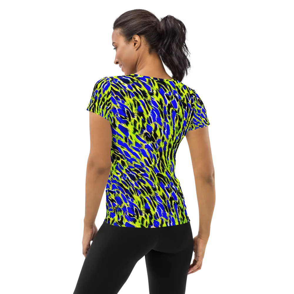 Lime Static on Women's Athletic T-Shirt — Back