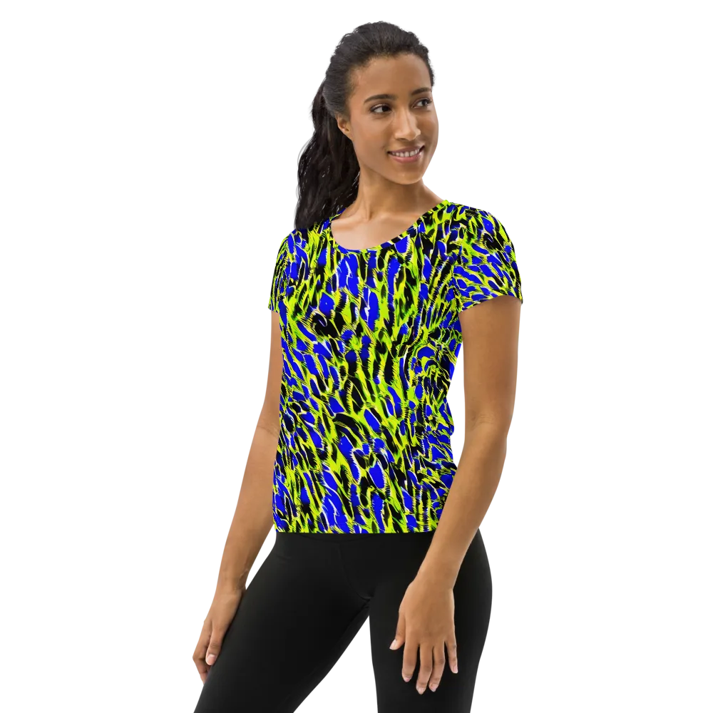 Lime Static on Women's Athletic T-Shirt — Left