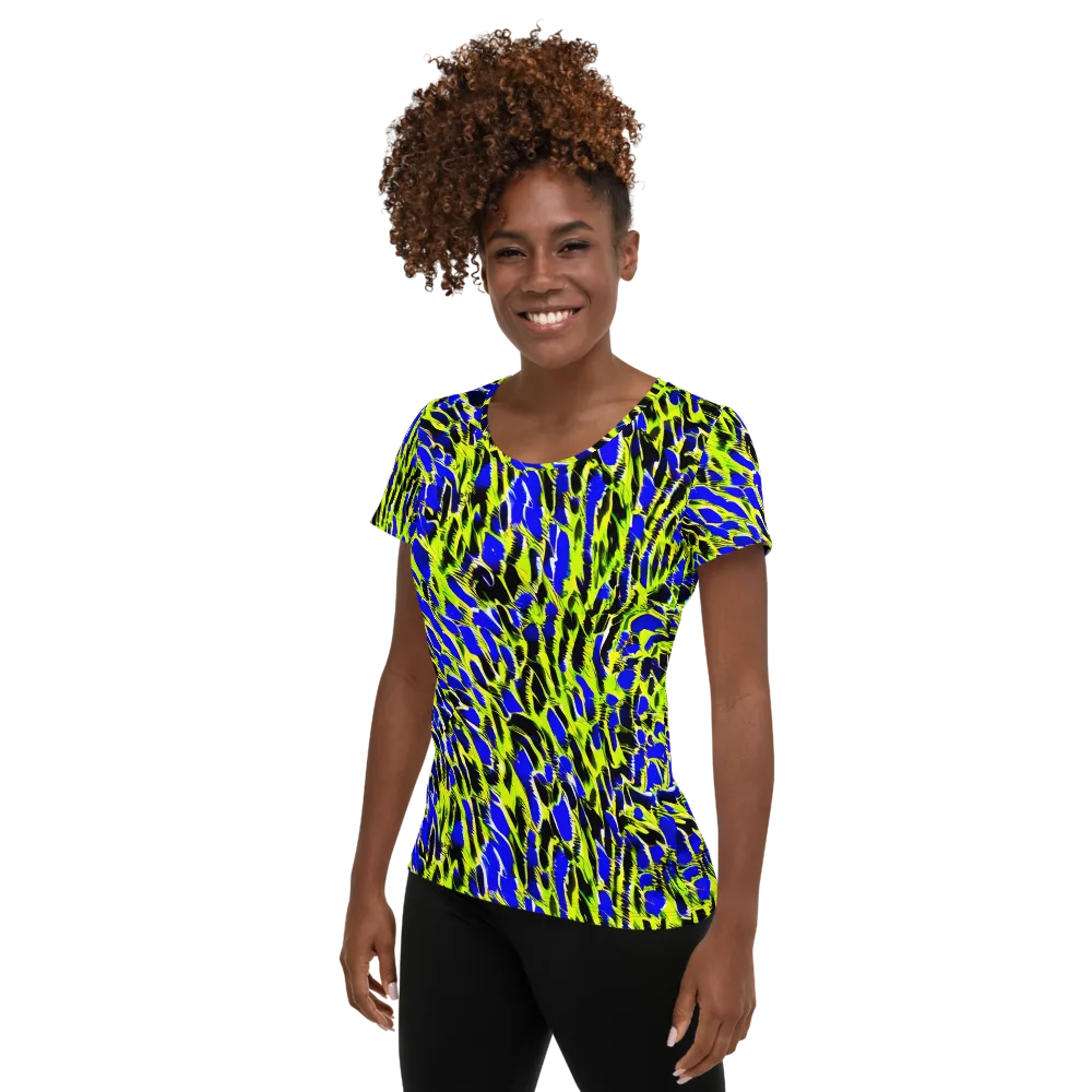 Lime Static on Women's Athletic T-Shirt — Left