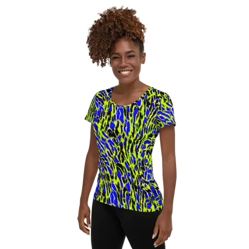 Lime Static on a Women's Athletic T-Shirt