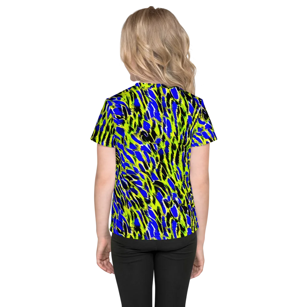 Lime Static on Kids Crew Neck T-Shirt — Back
