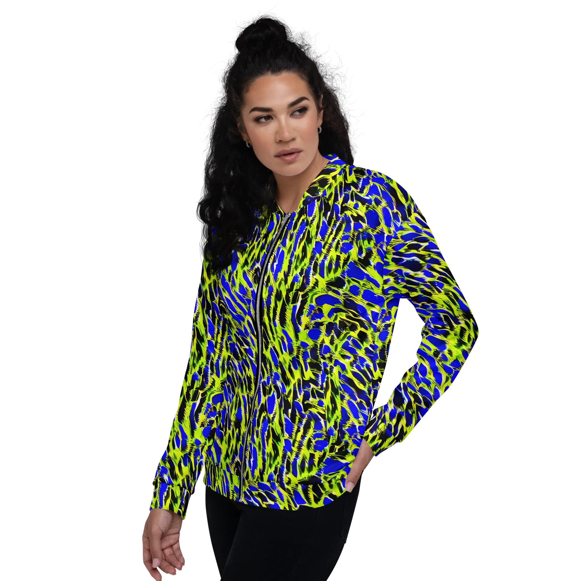 Lime Static on Bomber Jacket — Left