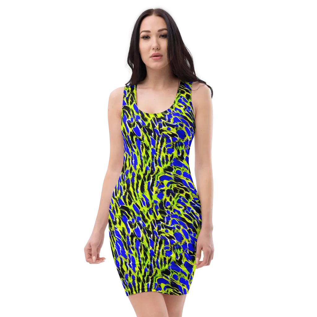 Lime Static on Bodycon Dress — Front