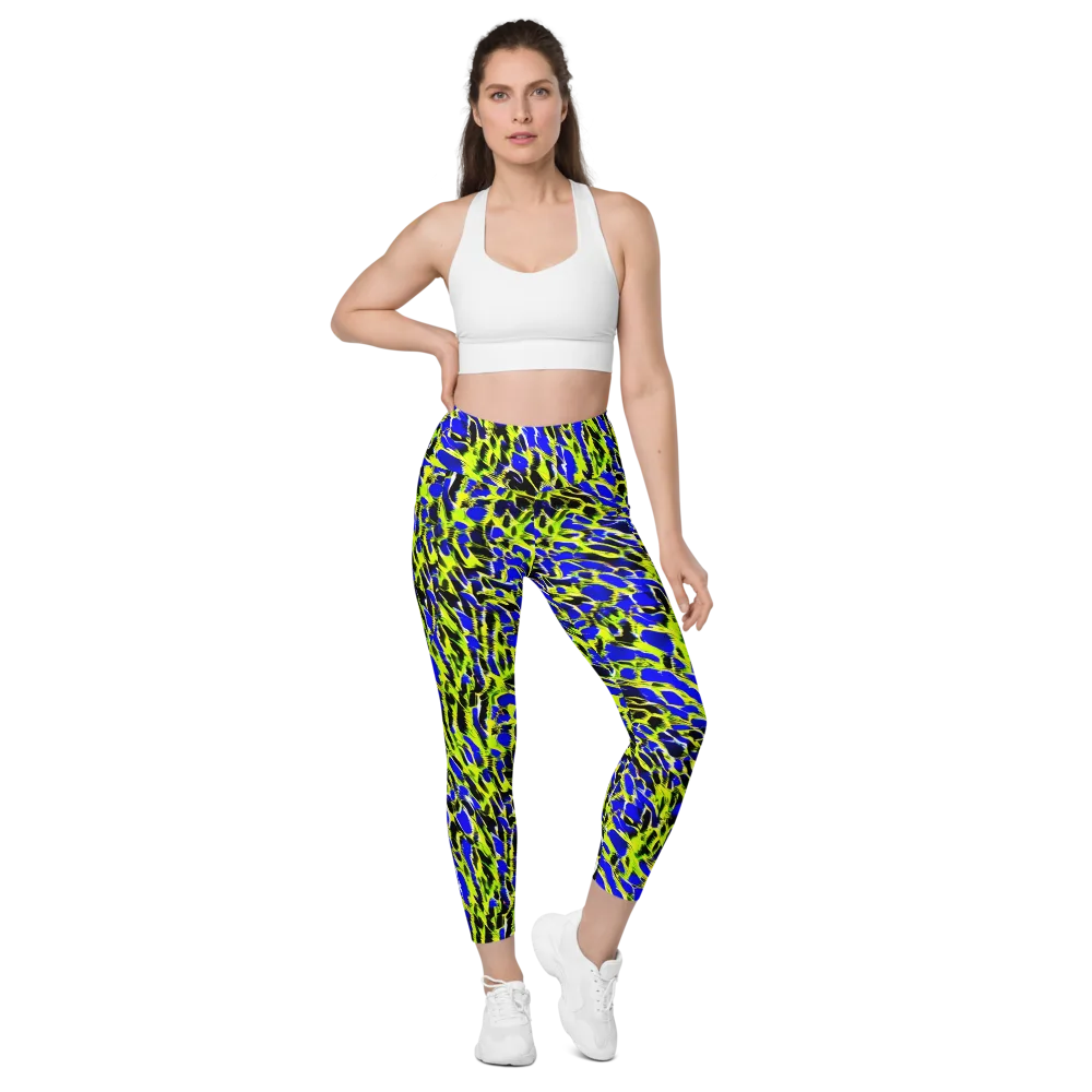 Lime Static on Leggings with Pockets — Front