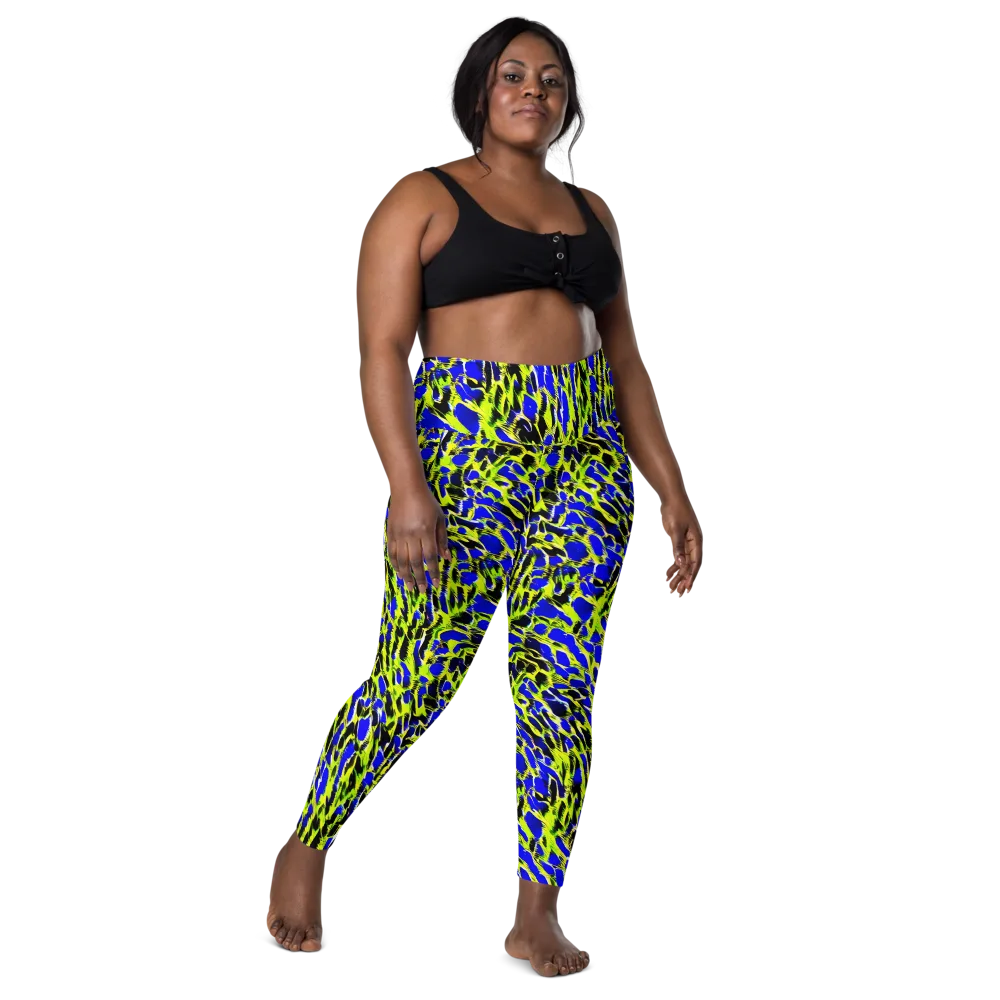 Lime Static on Leggings with Pockets — Front