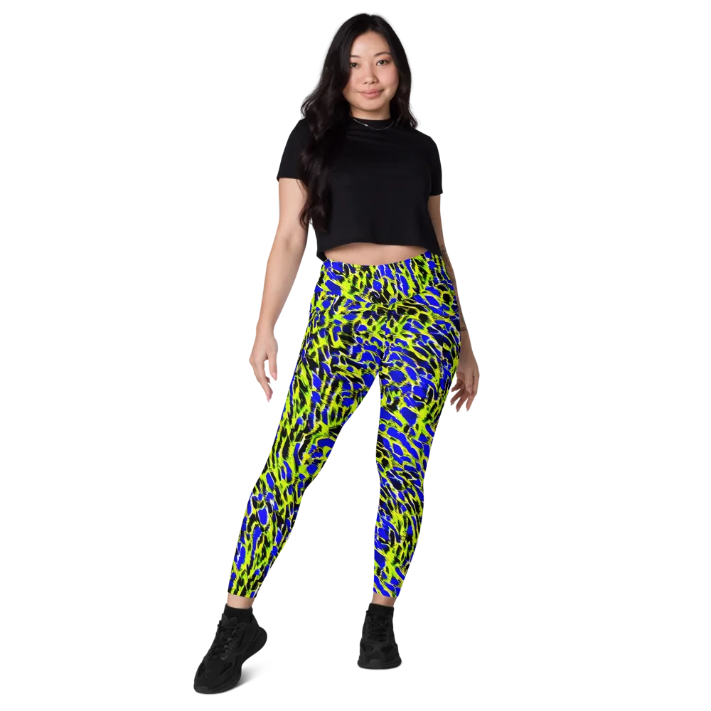 Lime Static on Leggings with Pockets — Front
