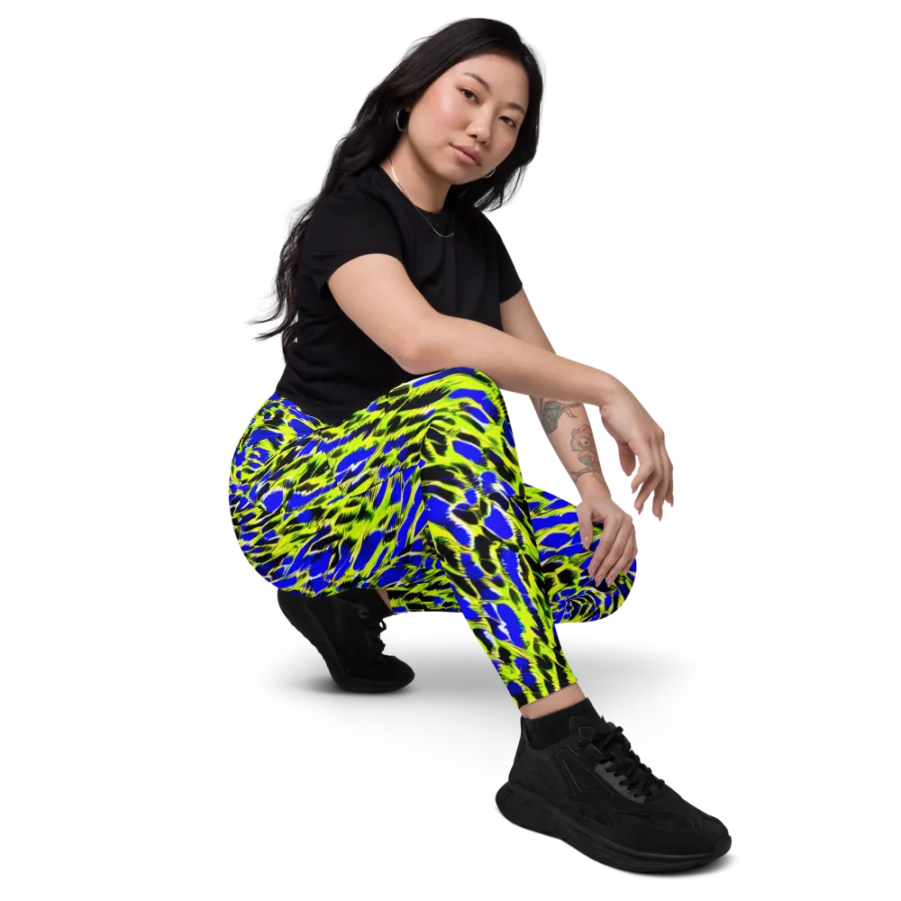 Lime Static on Leggings with Pockets — Right Front