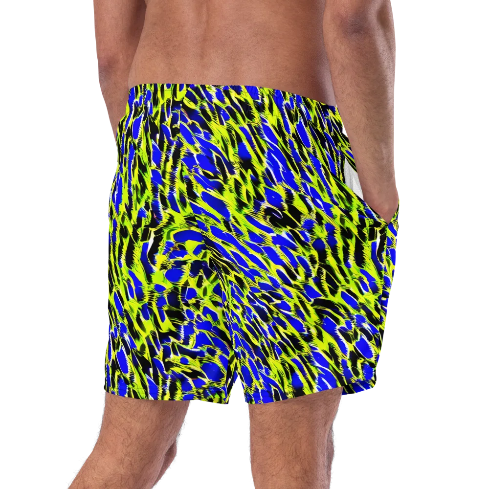 Lime Static on Swim Trunks — Right Back