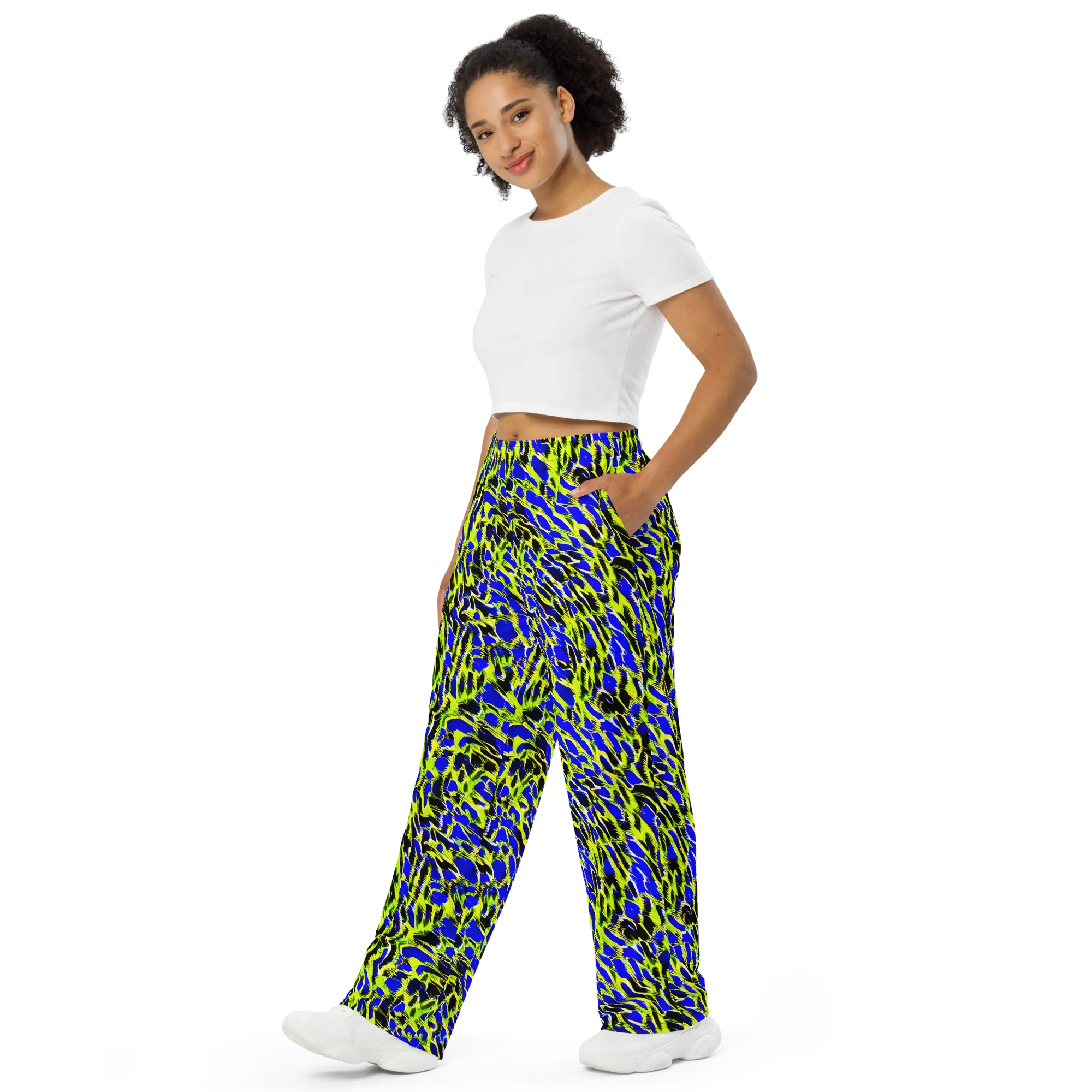 Lime Static on Wide-Leg Pants — Left Front