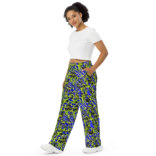 Lime Static on a Wide-Leg Pants