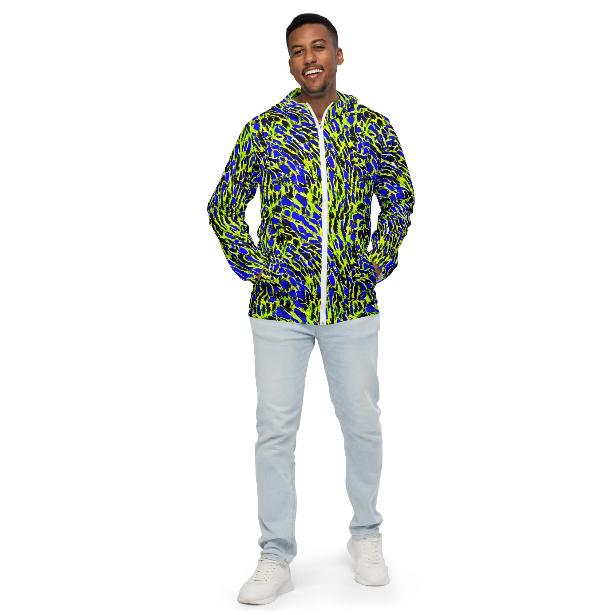 Lime Static on Men's Windbreaker — Front