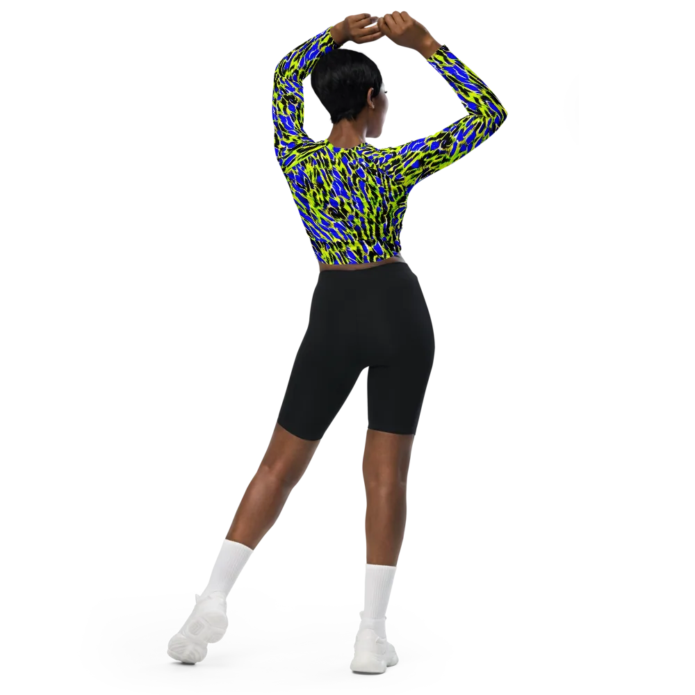 Lime Static on Long Sleeve Crop Top — Back
