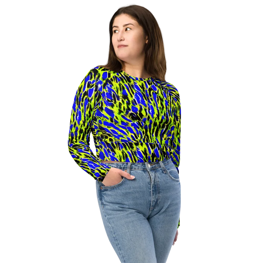 Lime Static on Long Sleeve Crop Top — Front